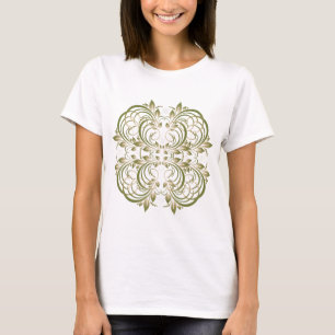 grünes dekoratives Blumenmuster T-Shirt