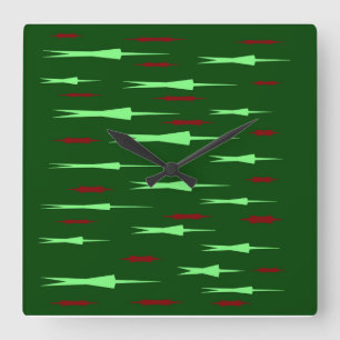 GRÜNES DESIGNETES WALL-HANGING-DEKOR QUADRATISCHE WANDUHR