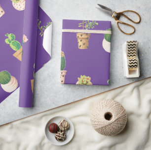 Grünes Dessert Sukkulente Kakteen in Pots Geschenkpapier