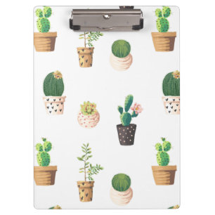 Grünes Dessert Sukkulente Kakteen in Pots Klemmbrett