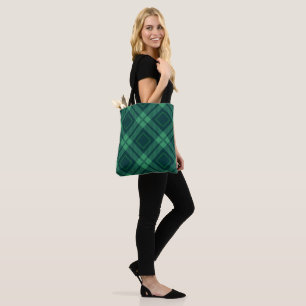Grünes Diamantmuster Tartan Tote Tag
