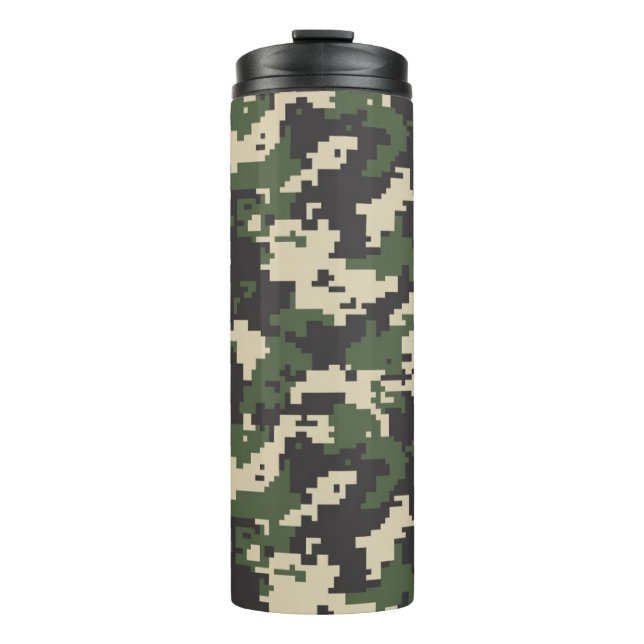 Grünes Digital-Tarnmuster Thermosbecher (Vorderseite)
