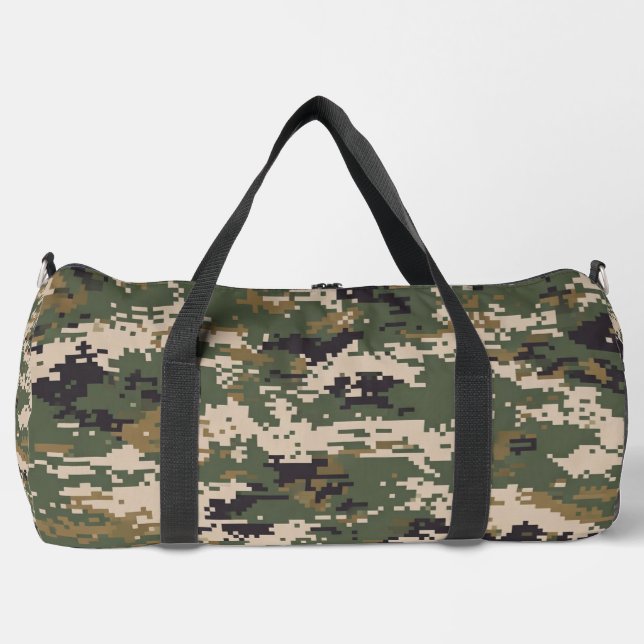 Grünes digitales Tarnmuster Duffle Bag (Vorderseite)