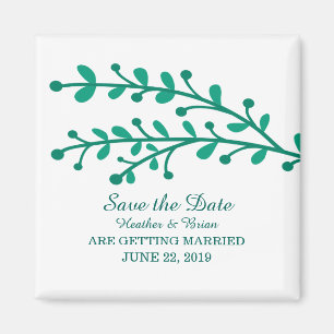 Grünes einfaches Laub Save the Date Magnet