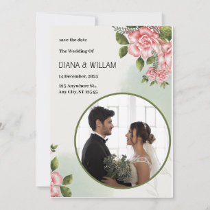 Grünes einfaches Save-the-Date  Einladung