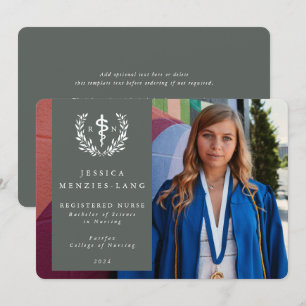 Grünes eingetragenes Nurse Asclepius Abschluss Fot Ankündigung