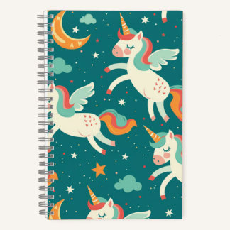 Grünes Einhorn für Kinder 5,5 x 8,5 Notizbuch