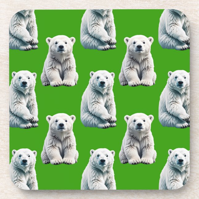 Grünes Eisbär-Musterdesign  Getränkeuntersetzer (Vorderseite)