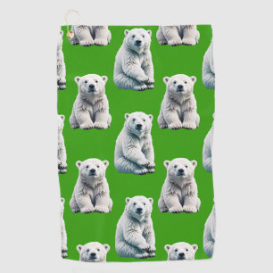 Grünes Eisbär-Musterdesign Golfhandtuch