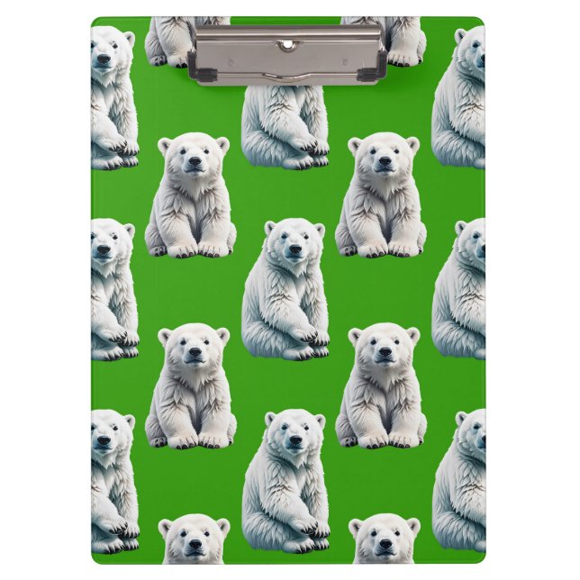 Grünes Eisbär-Musterdesign  Klemmbrett (Vorderseite)