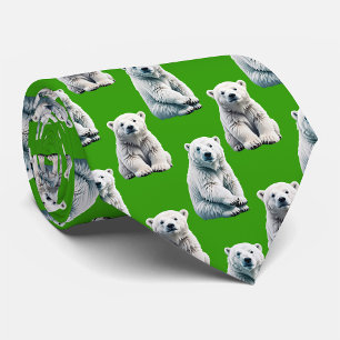 Grünes Eisbär-Musterdesign Krawatte