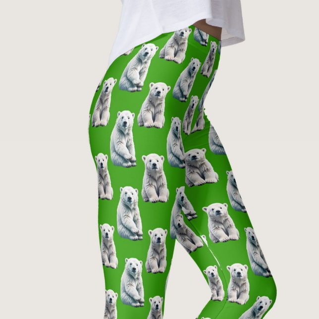 Grünes Eisbär-Musterdesign  Leggings (Von Creator hochgeladen)