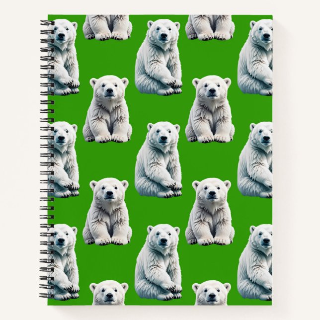 Grünes Eisbär-Musterdesign  Notizbuch (Vorderseite)