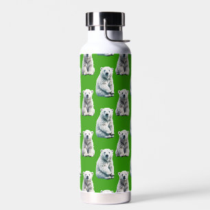 Grünes Eisbär-Musterdesign Trinkflasche