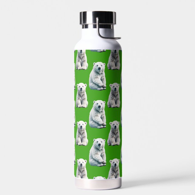 Grünes Eisbär-Musterdesign  Trinkflasche (Links)