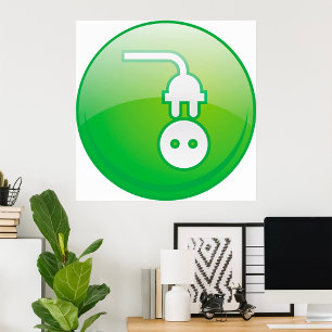 Grünes elektrisches Stecker-Symbol Poster
