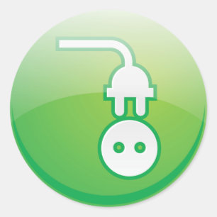 Grünes elektrisches Stecker-Symbol Runder Aufkleber