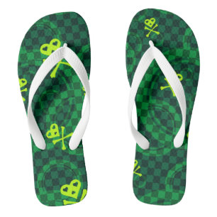 Grünes Emo Muster mit Kreisen Flip Flops