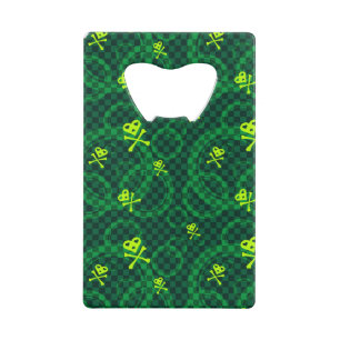 Grünes Emo Muster mit Kreisen Geldkarten Flaschenöffner