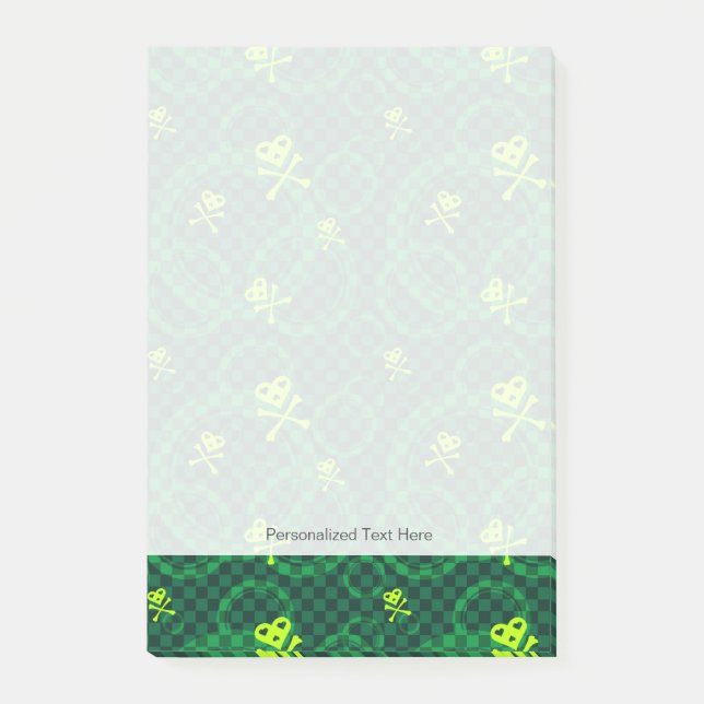 Grünes Emo Muster mit Kreisen Post-it Klebezettel (Vorderseite)