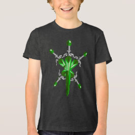 Grünes Energie-Explosion-Fantasy-Schwert Tri-Blend Shirt
