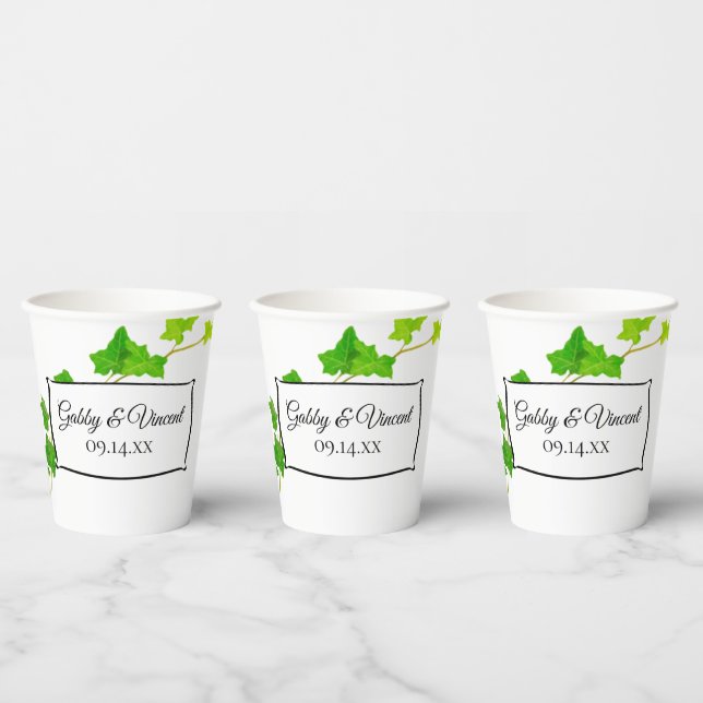 Grünes Englisch Ivy Vine Wedding Paper Cups Pappbecher (Multi)