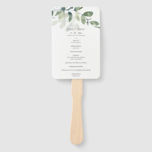 GRÜNES EUCALYPTUS FAUNA WATERCOLOR WEDDING PROGRAM FÄCHER