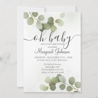 Grünes Eukalyptus-Baby-Shower-Einladung Einladung