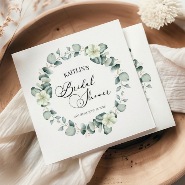 Grünes Eukalyptus-Blätter Botanisches Brautparty Serviette (Von Creator hochgeladen)