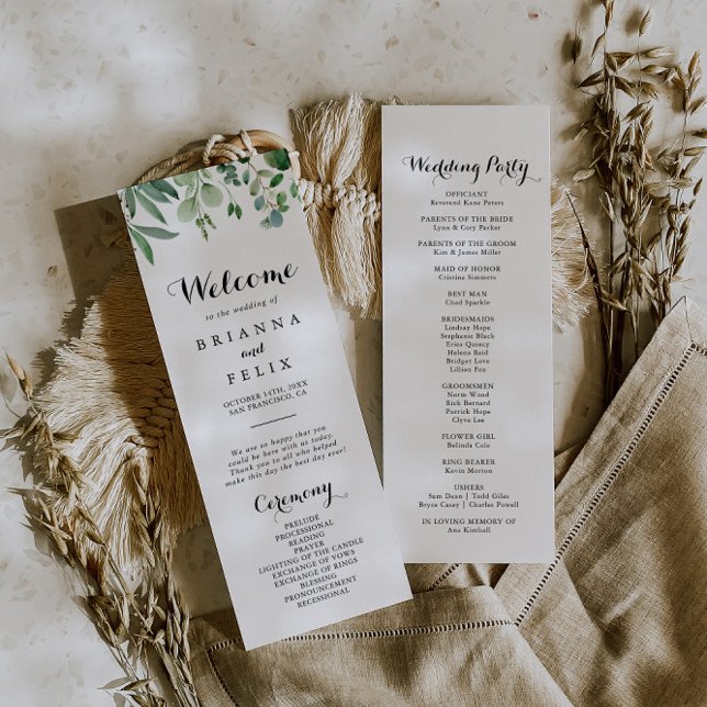 Grünes Eukalyptus-Botanisches Foliage-Hochzeitspro Programm (Von Creator hochgeladen)