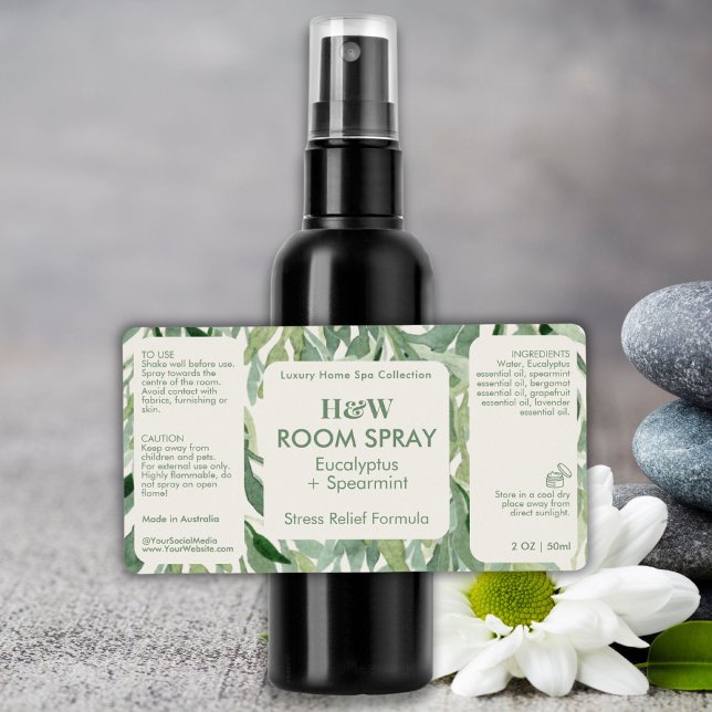 Grünes Eukalyptus Botanisches Spray-Flaschenerzeug (Greenery Eucalyptus Botanical Spray Bottle Product Label)
