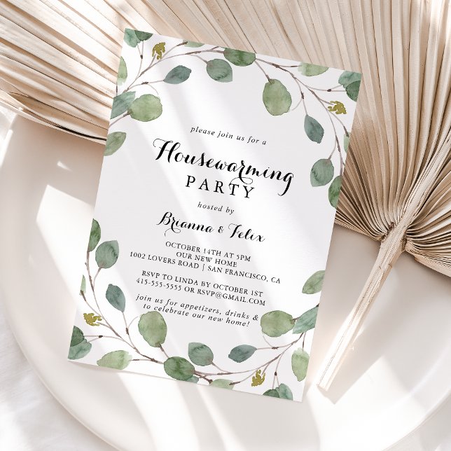 Grünes Eukalyptus Foliage Housewarming Party Einladung (Von Creator hochgeladen)
