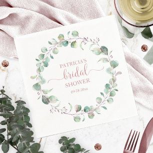 Grünes Eukalyptus-Kranz Brautparty Serviette