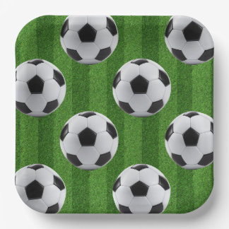 Grünes europäisches Fußballmuster Pappteller