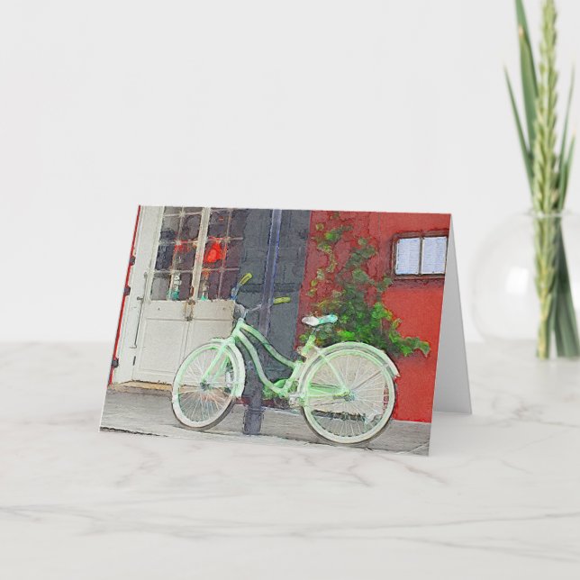 Grünes Fahrrad in Pinselstrichen unbedruckt innen Karte (Vorderseite)