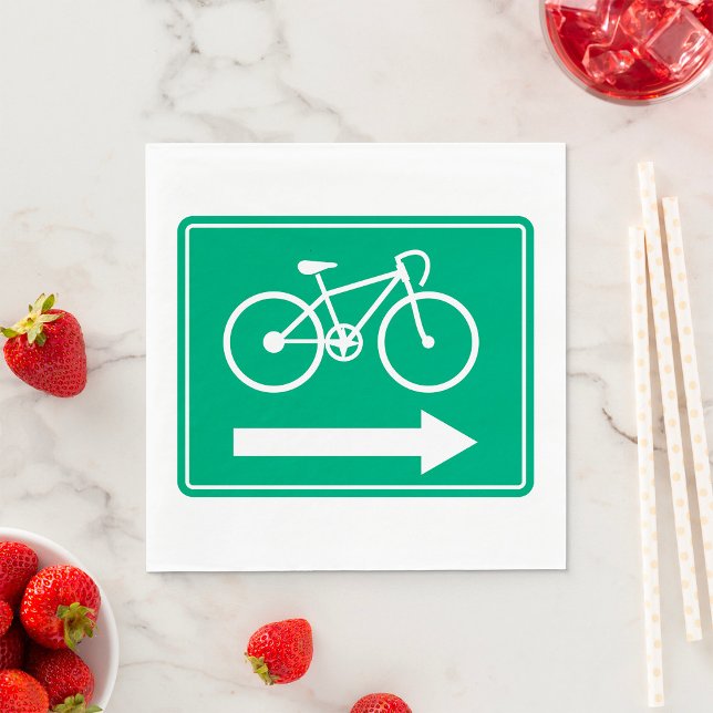 Grünes Fahrradrichtungsschild mit Pfeil nach recht Serviette (Von Creator hochgeladen)