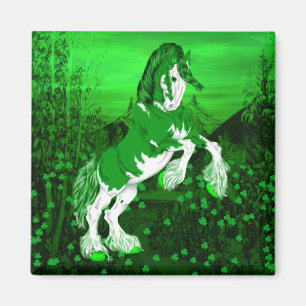 Grünes Fantasie Clydesdale Pferd Magnet