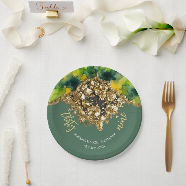 Grünes Faux Gold  Pappteller (Hochzeit)