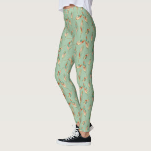 Grünes Feder-Muster SüdwestGeo-Schritt- Leggings