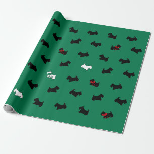 Grünes Feiertags-Schottischer-Terrier-Geschenkpapi Geschenkpapier