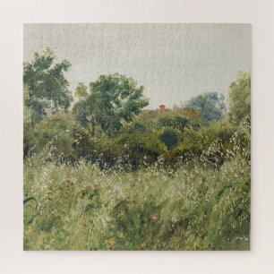 Grünes Feld Grosses Vintages Öl Puzzle
