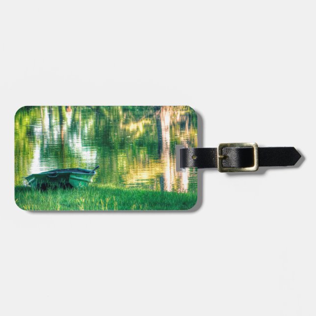 Grünes Fischerboot Gepäckanhänger (Vorderseite horizontal)