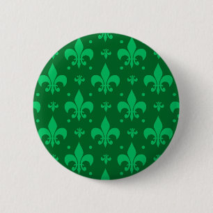 Grünes Fleur-de-lis-Muster Button