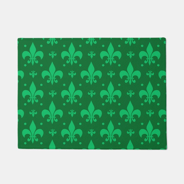 Grünes Fleur-de-lis-Muster Fußmatte (Vorderseite)