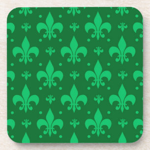 Grünes Fleur-de-lis-Muster Getränkeuntersetzer