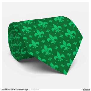 Grünes Fleur-de-lis-Muster Krawatte