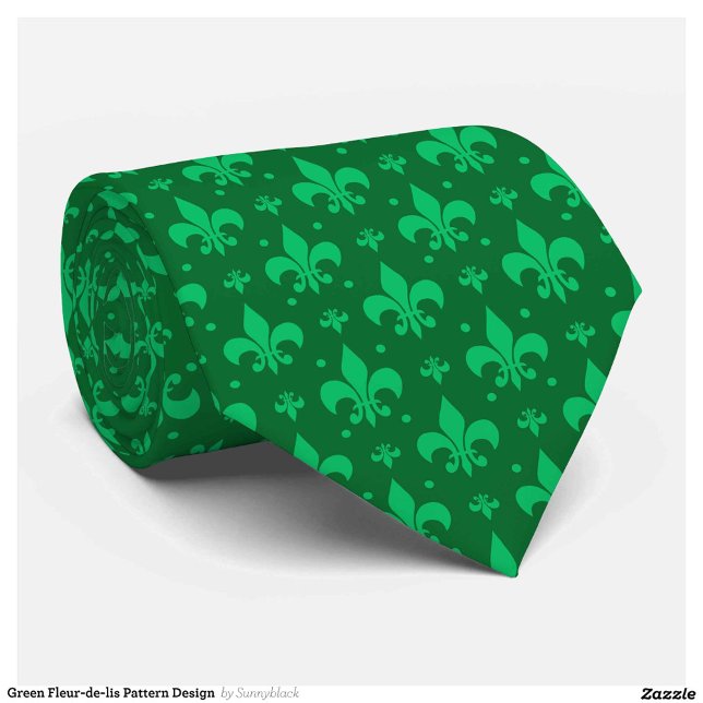 Grünes Fleur-de-lis-Muster Krawatte (Von Creator hochgeladen)