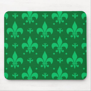 Grünes Fleur-de-lis-Muster Mousepad