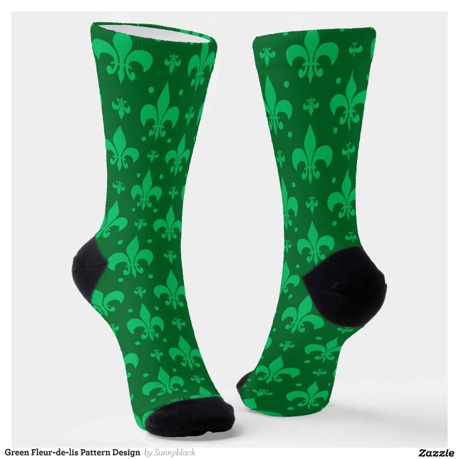 Grünes Fleur-de-lis-Muster Socken (Von Creator hochgeladen)