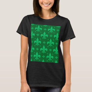 Grünes Fleur-de-lis-Muster T-Shirt